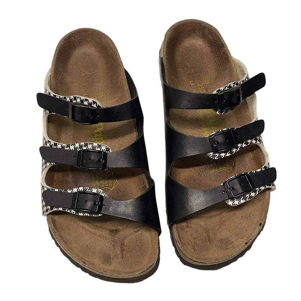 Birkenstock Papillio Sandals Black White Houndstooth 3 Straps 39 EU/8 US Narrow - Picture 2 of 6